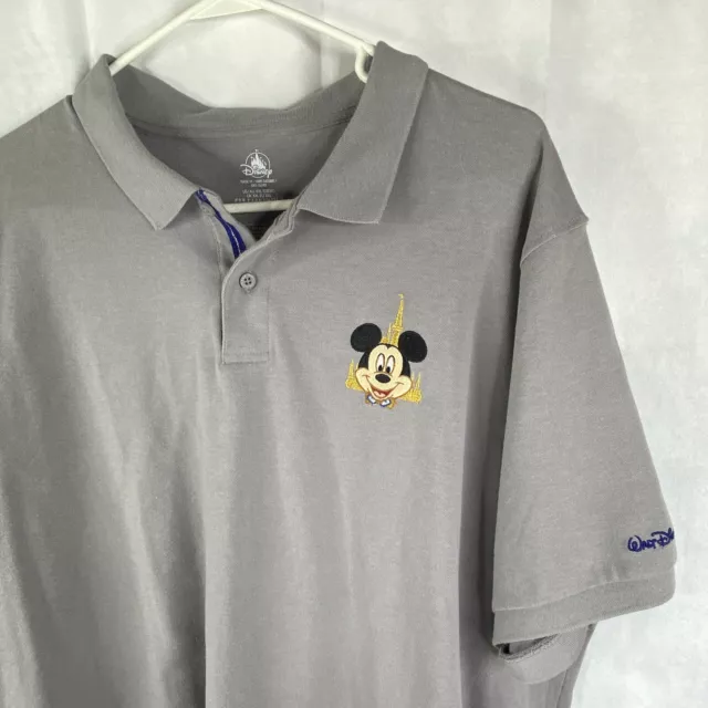 Walt Disney World 50th Anniversary Mickey & Gold Castle Polo Shirt XXL