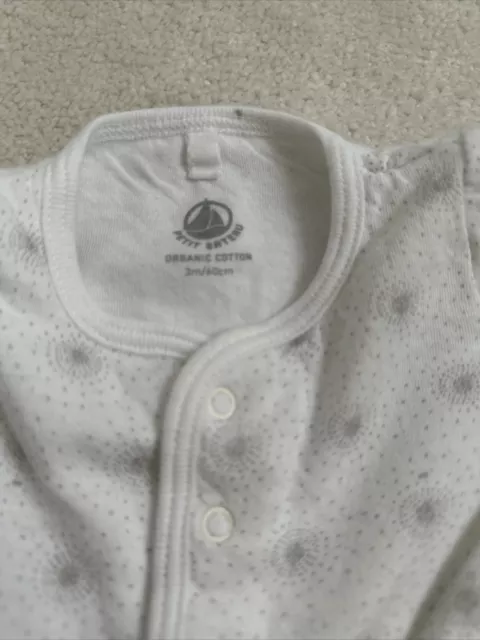 Petit Bateau Baby Neugeborenes weiß 2-teiliges Outfit 3 Monate 60 cm Bio Baumwolle 3