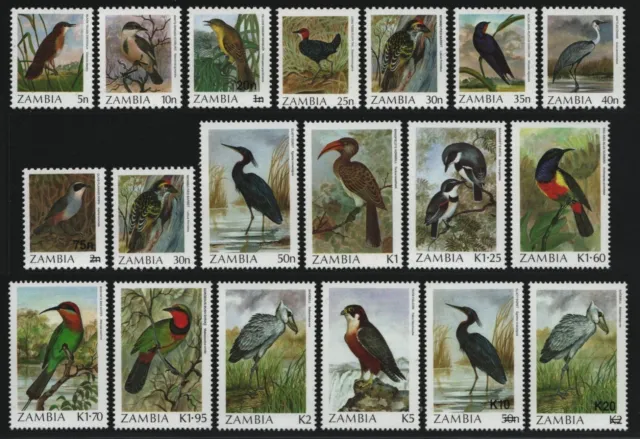 Sambia 1987 - Mi-Nr. 385-403 ** - MNH - Vögel / Birds