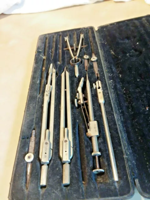 Antique Drafting Kit In Metal Case Velvet Lined-  Precision   E.O. Richter