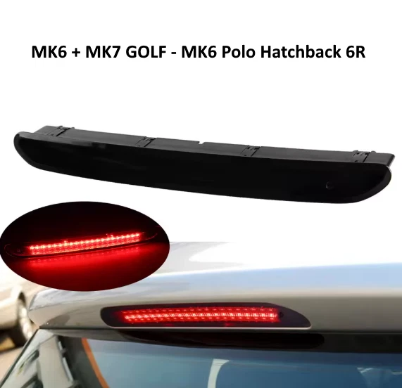 Rear 3Rd Brake Light Tinted Smoked Fits Vw Mk6 Mk7 Golf Mk6 Polo + Polo R Black