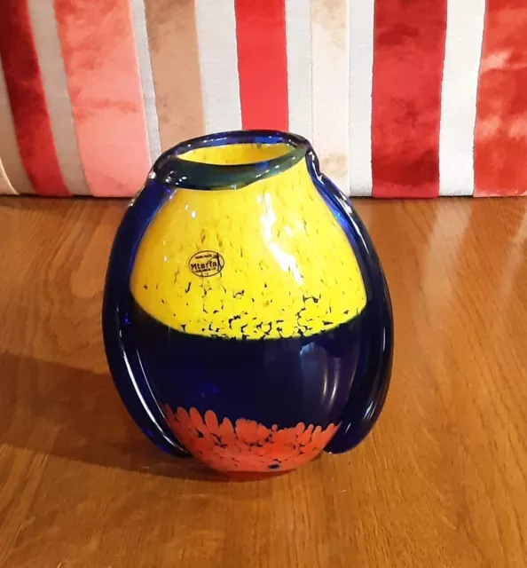Super Striking Vibrant Coloured Mtarfa Maltese Valetta Art Glass Vase