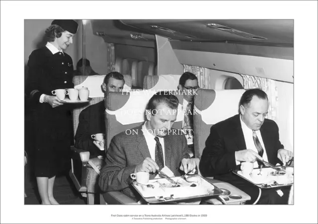 TAA Electra A3 Art Print – First Class Cabin Service 1959 – 42 x 29 cm Poster