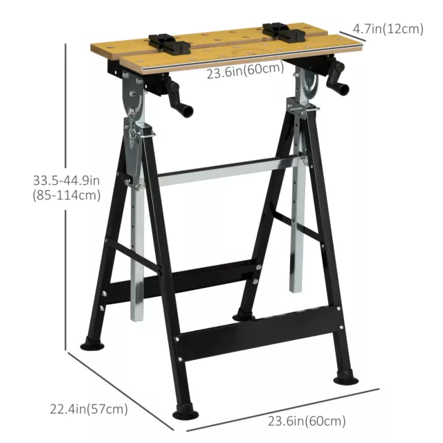 Work Bench Tool Stand Saw Table Adjustable Height Angle & Clamps Steel Frame 2