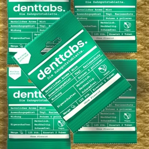 Denttabs Zahnputztabletten ohne Fluorid 125ST Naturkosmetik Zahnstein Zahnweiß