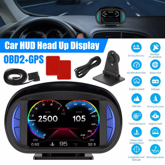 Tachimetro OBD2+GPS HUD auto display digitale head up turbo giri temperatura allarme