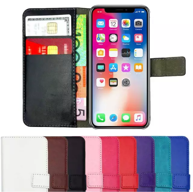 Premium Leather Flip Wallet Case Card Gel Cover NEW for iPhone X XR XS MAX 8 7 6