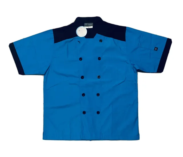 New Cook Cool by Happy Chef Shirt Top Medium Unisex Button Up Left or Right Blue