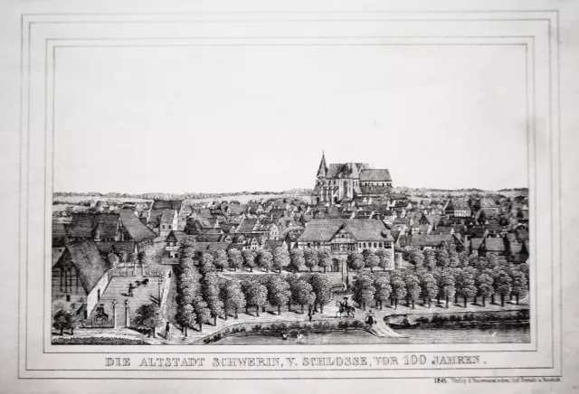 Schwerin  Mecklenburg-Vorpommern Lithographie 1843