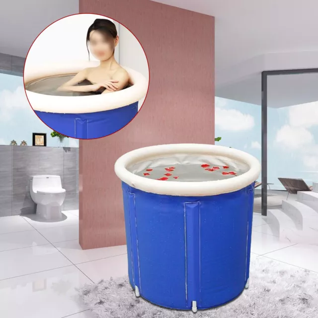 Cubo de barril de agua plegable portátil bañera para adultos spa 70x70 cm