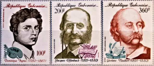 GABON GABUN 1980 726-28 Franz. Persönlichkeiten Ingres Offenbach Flaubert MNH