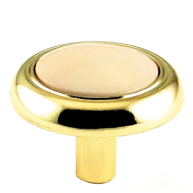 SIQ6302A Polished Brass 1 1/4" Cabinet Knob Pulls with Almond Center Siquar