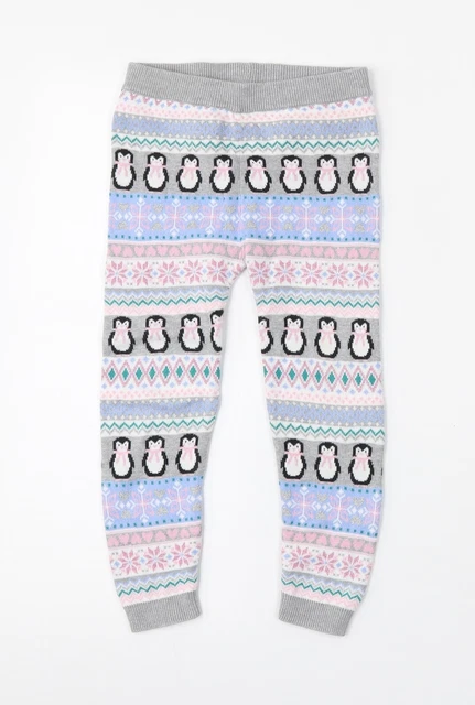 TU Girls Multicoloured Geometric Cotton Jogger Trousers Size 3-4 Years  Regular