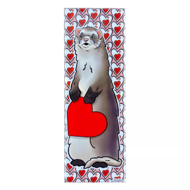 Ferret Valentines Day Magnet Handmade Holiday Pet Portrait Stocking Stuffer Gift