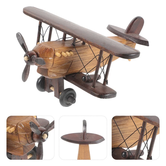 Retro-Holzflugzeug Hölzern Büro Flugzeugspielzeug Für Kinder