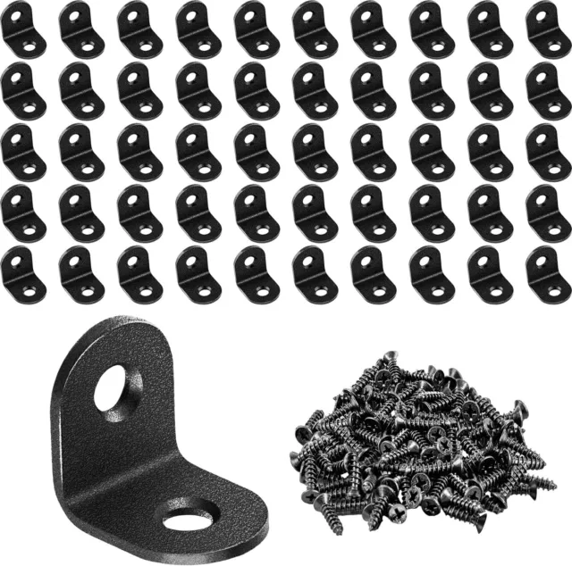 50pack L Bracket Corner Brace Sets Black Stainless Steel 90 Degree Right Angle