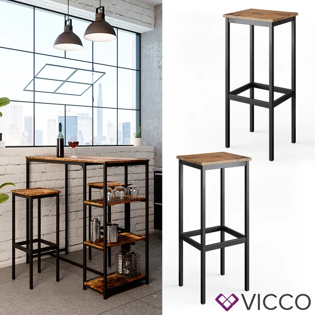 Tabourets de bar Vicco, chaises de bar, lot de 2, chaises de cuisine avec repose