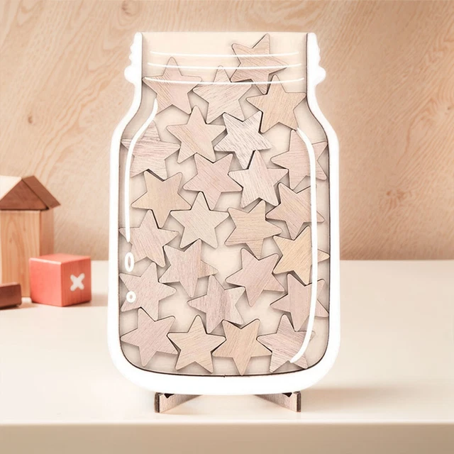 Magnetisches Belohnungsglas Aus Holz - Motivationssystem Für Kinder Mit 45 Sternen