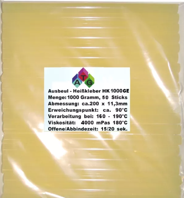 Ausbeul HEIßKLEBER 1 kg gelb mit Harz ca. 50 Sticks ca. 11 x 200 mm Hart