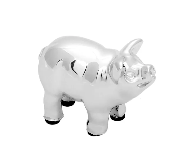 Cerdo de la Suerte Figura Cerdo Plateado Amuleto Pequeño Decoración Cerditos