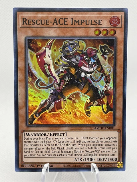 AMDE-EN001 Rescue-ACE Impulse YUGIOH TCG 1ST EDITION SUPER RARE AMAZING DEFENDER