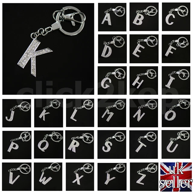 Alphabet Keyring A-Z Initial Letter Diamante Key Ring Shiny Key Chain Tag