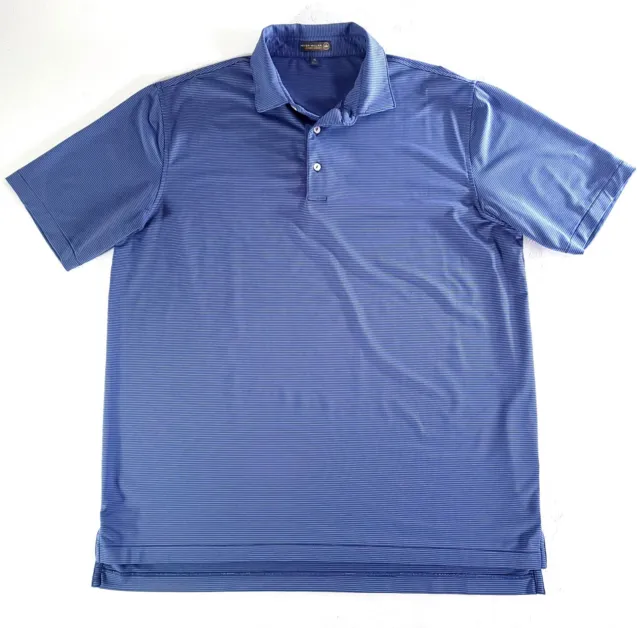 Peter Millar Golf Polo Shirt Mens XL Blue Stripe Stretch Short Sleeve
