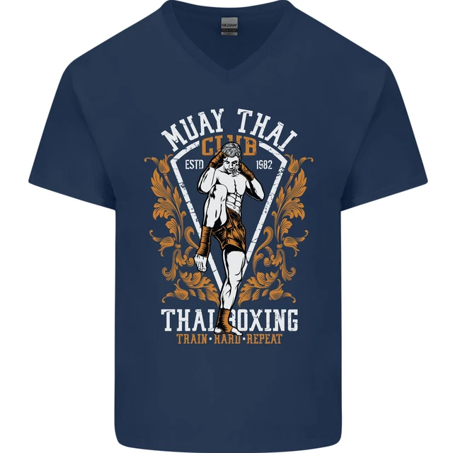 Maglietta da uomo Muay Thai Fighter Warrior MMA arti marziali collo a V cotone 7