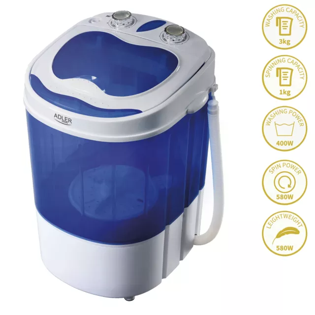 Portable Mini Machine à Laver Camping Caravane 3Kg Spin Sèche-linge Séchage 150W