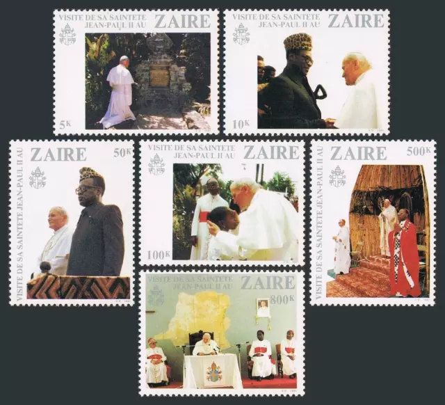 Zaire 1013-1018,MNH.Michel 716-721. 1st Ann.of visit of Pope John Paul II,1981.