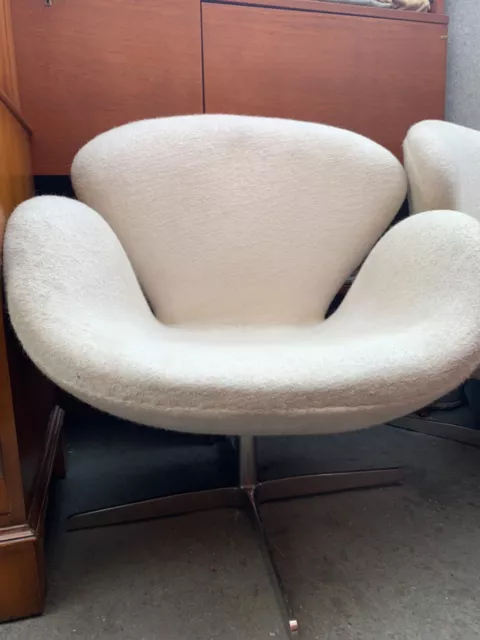 Vintage retro mid century  modern swan white chair swivel armchair MCM x 1 2