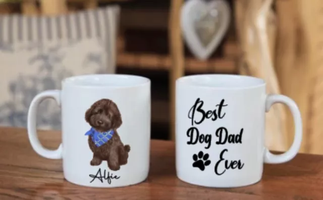 Cockapoo Dog mug,  gift cup personalised Birthday cup Best Dog Dad Ever