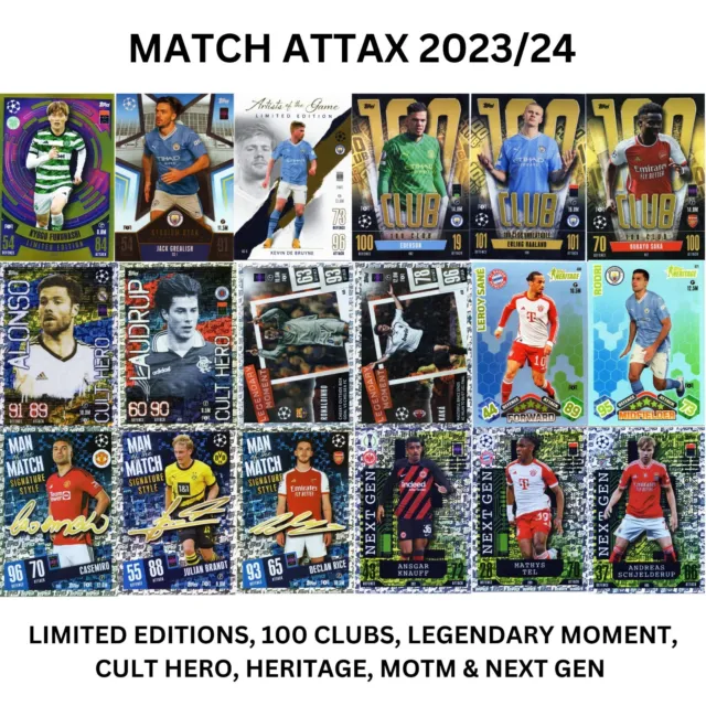 Match Attax 23/24 2024 Limited Edition/100 Club/Cult Hero/Heritage/Next Gen/Motm