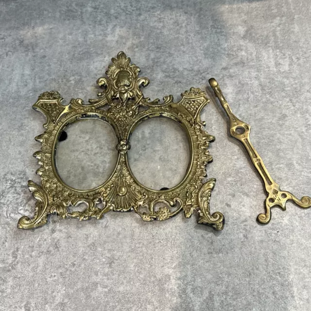 Antique Solid Brass Oval Double Photo Frame Rococo Style Anno 1906 Restoration