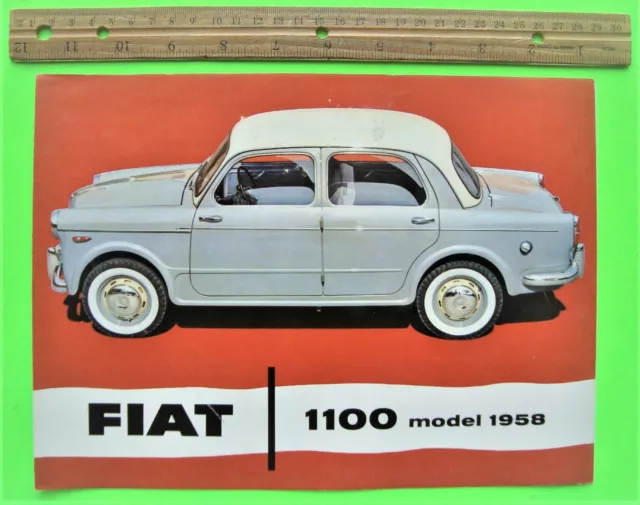 1958 FIAT 1100 SEDAN & WAGON DLX COLOR FOLDER BROCHURE Family Sedan XLNT+