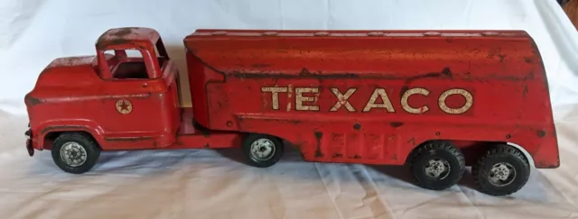 Vintage 1950's Buddy L Pressed Steel GMC Texeco Tanker Truck. 24" Long