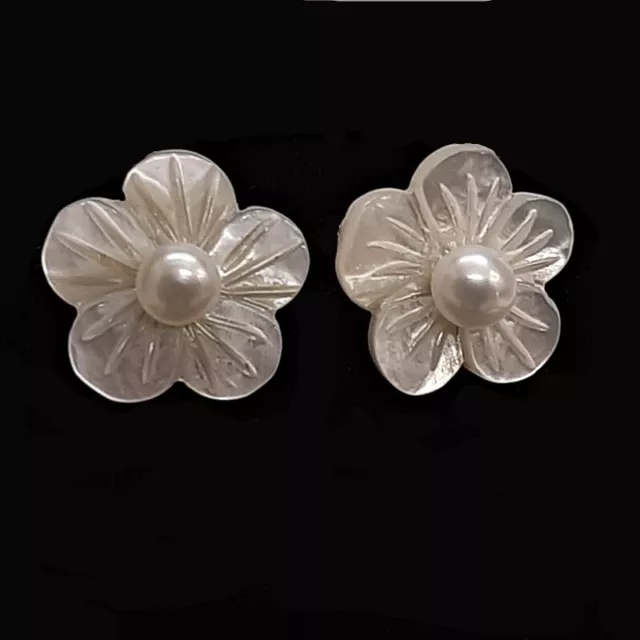 PENDIENTES de MADREPERLA FLORES, PERLAS Cultivadas y PLATA de ley 925 + estuche