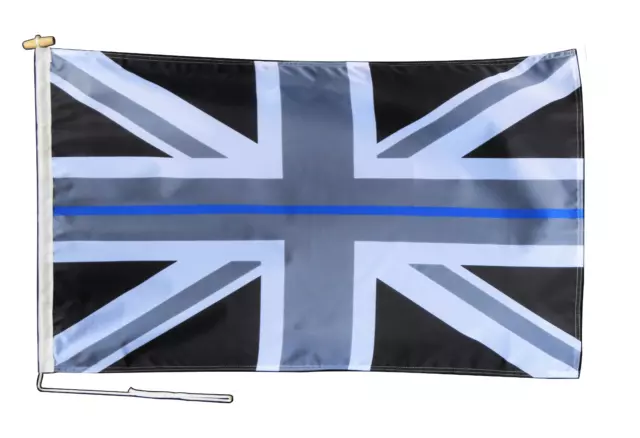 Dünne blaue Linie Polizeiflagge 3'x2' (90 cm x 60 cm) mit Seil und Kipphebel