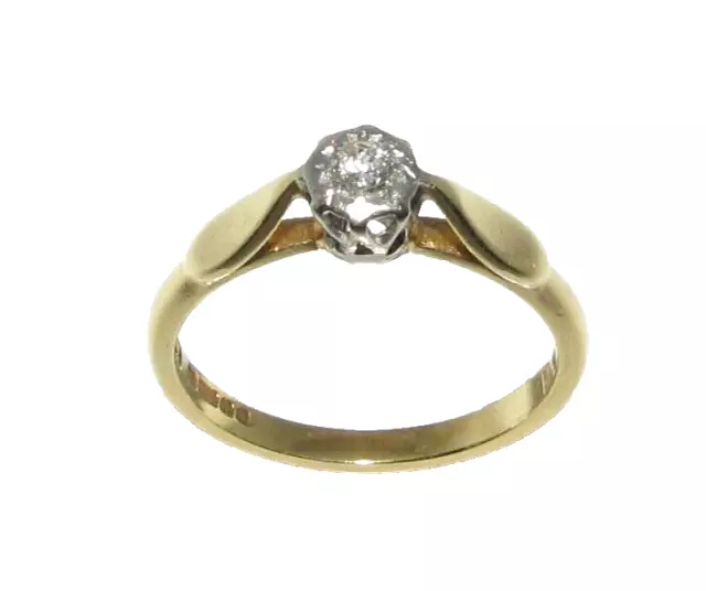 Mujer 18ct 18carat Oro Amarillo Anillo de Compromiso Diamante Solitario Talla L