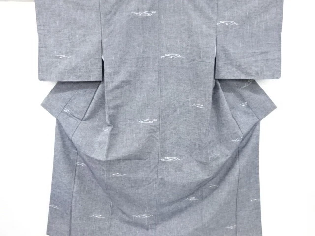 37422# Japanese Kimono / Antique Kimono / Tsumugi / Woven Abstract Pattern