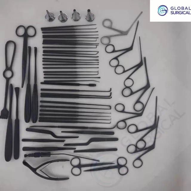 Tympanoplasty Instrument Set, Micro Ear Surgery Kit Ent Instrument (Black Colour