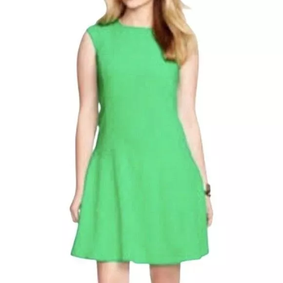 Lauren Ralph Lauren Sleeveless Round Neck Drop Waist Hampton Green Dress Sz 4 2