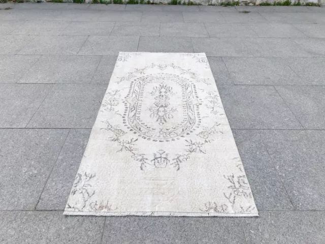 Beige Contemporary Vintage Oushak Rug,  Wool Hand-Knotted Scatter Turkish Rug 3