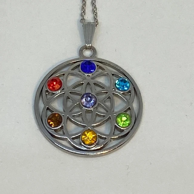 THE GEMSELLER Good Karma NECKLACE Pendant with Crystals Silver Tone