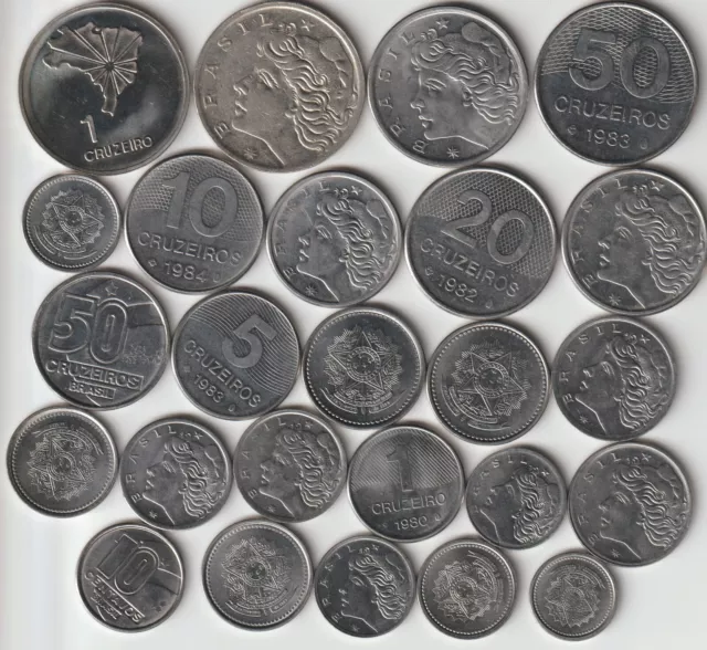 25 different world coins from BRAZIL - 1967 Reform Currency