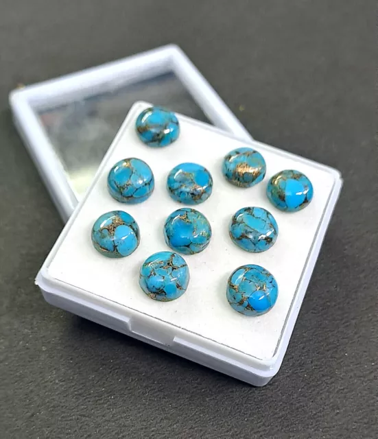 [Wholesale] Natural Blue Copper Turquoise Cabochon Round Shape Loose Gemstone 3