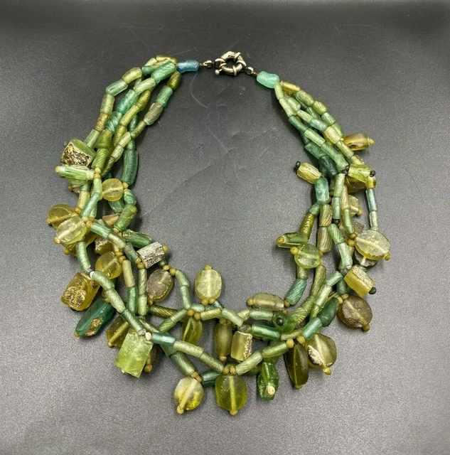 Old Ancient Antique Trade ROMAN GLASS Beads Antiquities Necklace Mala