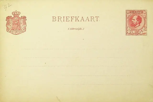 Suriname Unsued 2½ C Postal Briefpapier Karten