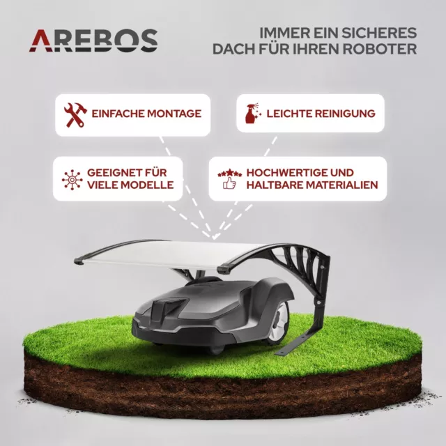 AREBOS Mähroboter Garage Dach Carport Überdachung für Rasenroboter 2