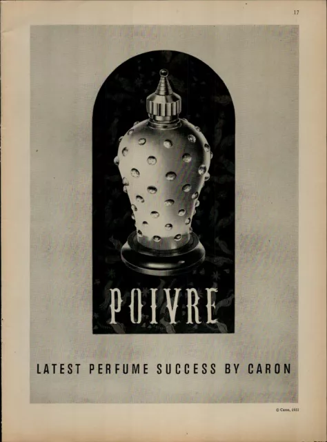1956 Caron Latest Perfume Success Poivre Vintage Print Ad 2467